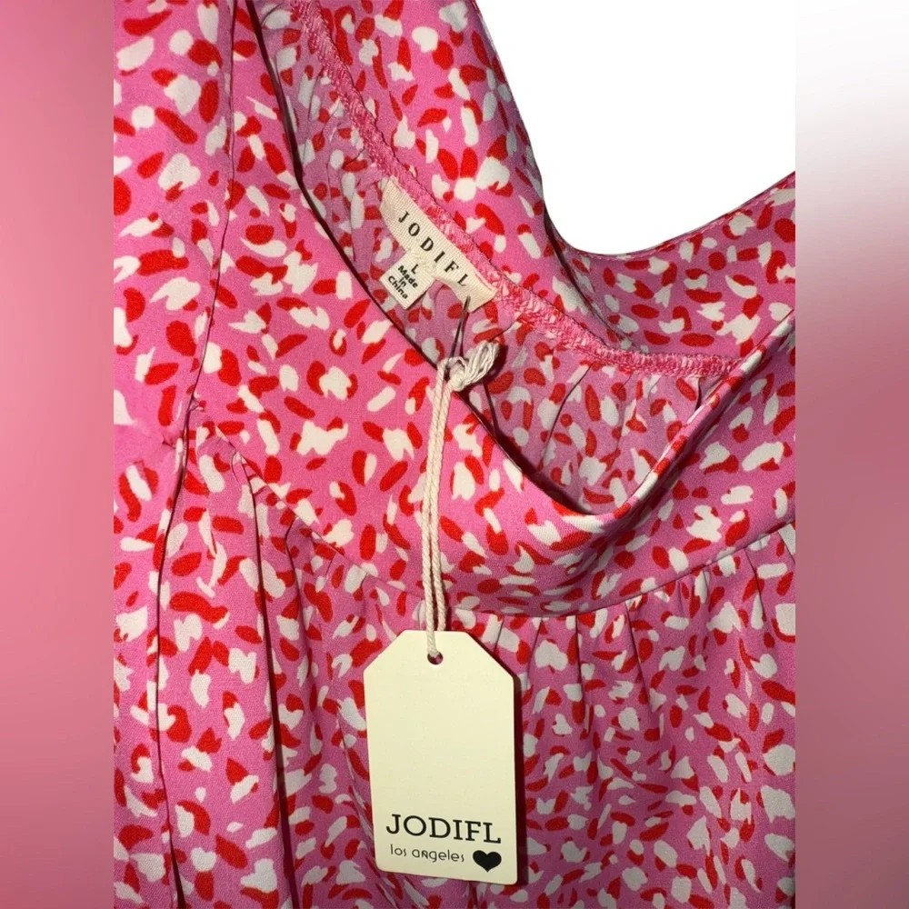 JODIFL Pink One Shoulder Tie Blouse, Size Large - Picture 3 of 4